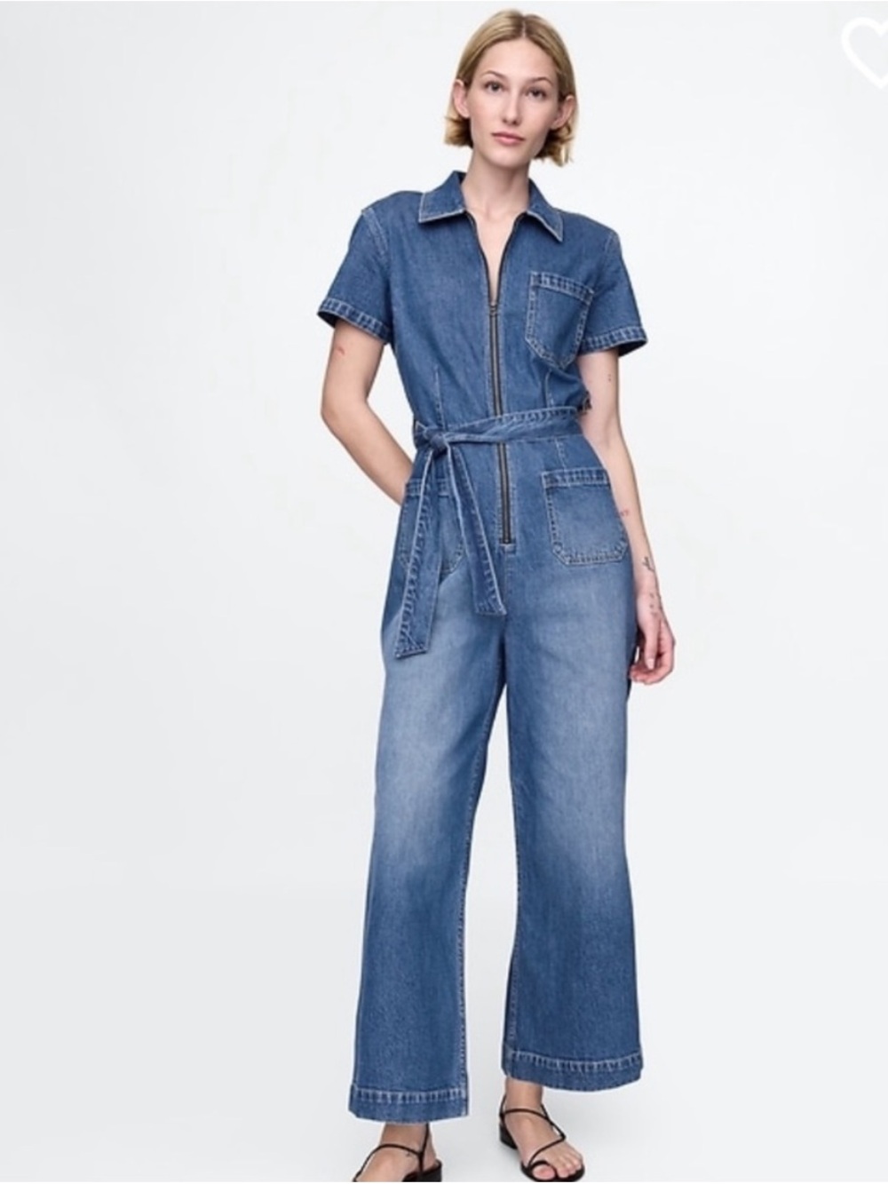 GAP Belted Denim Jumpsuit